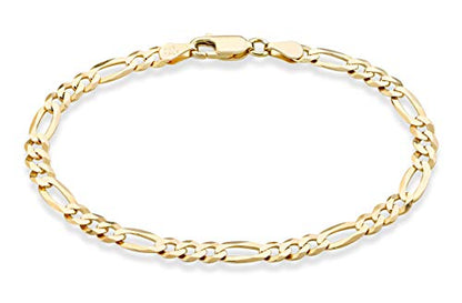 Miabella 18K Gold Over 925 Sterling Silver 5mm Figaro Bracelet Women Men | Italian Fine Jewelry, Diamond-Cut Link Chain, Made in Italy - style: Length 7 Inches (women's small)