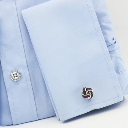 Knot Cufflinks in Gift Box Cuff Links for Men Lady Daily Wear Shirt | Men's Women Cufflink Set Jewelry for Wedding Party Prom Office Formal or Casual Business Tuxedo Dress, Easy to Put on - style: Black & Purple Knot