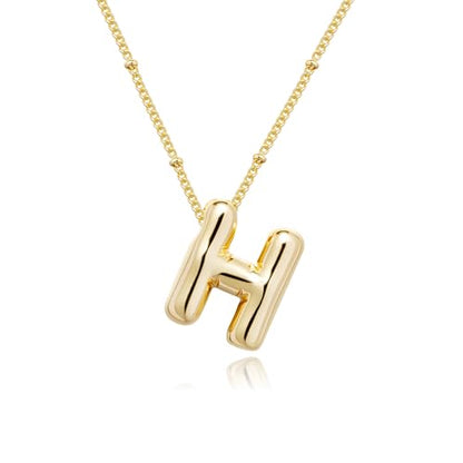Ewrkbrㅤ Initial Necklaces for Women, 14k Gold Plated Bubble Letter Necklace Chunky Gold Necklace Dainty Charm Initial Necklaces for Women Trendy Custom Preppy Stocking Stuff Necklace Christmas Gifts - color: Gold, style: H