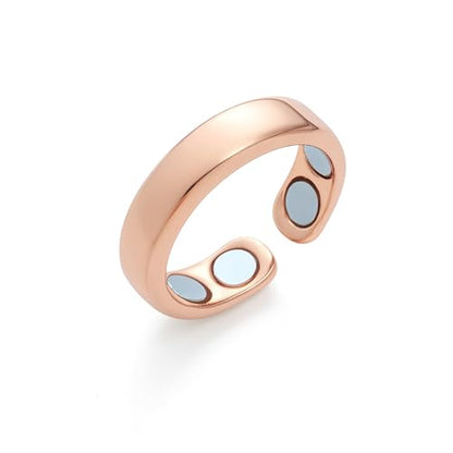 Magnetic Open Ring – Wellness‑Inspired Adjustable Band Ring, Polished Minimalist Jewelry for Men & Women, Everyday Balance, Compact Gift Box - color: Rose Gold