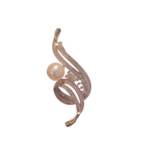 Elegant Floral Brooch Pins for Women, Crystal Pearl Rhinestone CZ Flower Lapel Pin Wedding Party Exquisite Brooches and Pins for Women Ladies - color: Silver+White-1