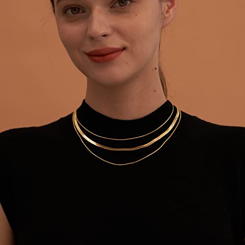 CHESKY 14K Gold/Silver Plated Snake Chain Necklace Herringbone Necklace | Gold Necklace for Women,layered Herringbone Necklace,1.5/3/5MM(W) 14"/16"(L) ,Mothers Day Gifts for Mom,Jewelry - color: gold, style: triple herringbone