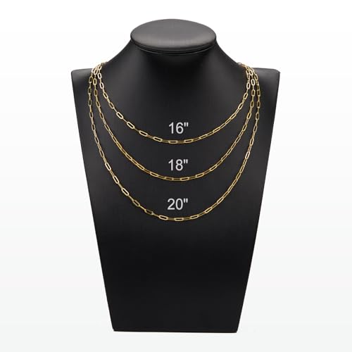 YOUBEIYEE 10pcs Dainty Gold Plated Paperclip Chain Necklace for Women | Stainless Steel Jewelry Chain Necklace Bulk - color: Gold, size: 16inch (2.5x6.5mm)