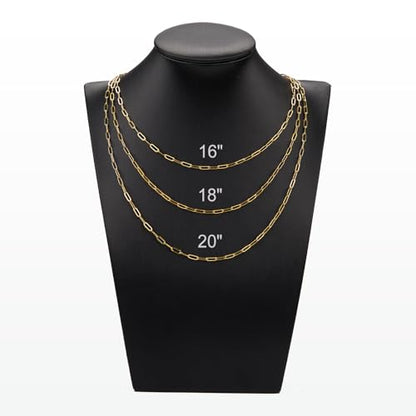 YOUBEIYEE Gold Plated Paperclip Chain Necklace Bulk 10 Pack | Stainless Steel Paper Clip Necklace for Women - color: Gold, size: 18inch (2.5x6.5mm)