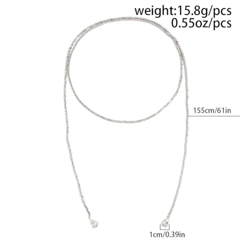 FUTIMELY Gold Long Body Chain Tassel Pendant Necklace for Women,Shiny Metallic Cube Beaded Adjustable Y Drop Lariat Necklace Minimalist Textured Jewelry - color: Silver