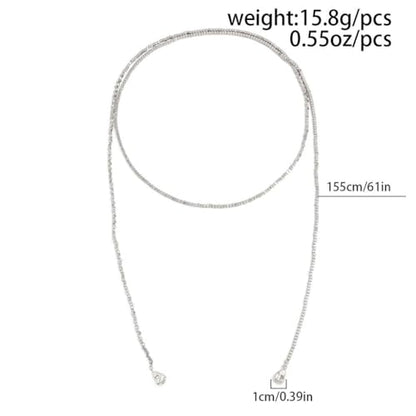 FUTIMELY Gold Long Body Chain Tassel Pendant Necklace for Women,Shiny Metallic Cube Beaded Adjustable Y Drop Lariat Necklace Minimalist Textured Jewelry - color: Silver