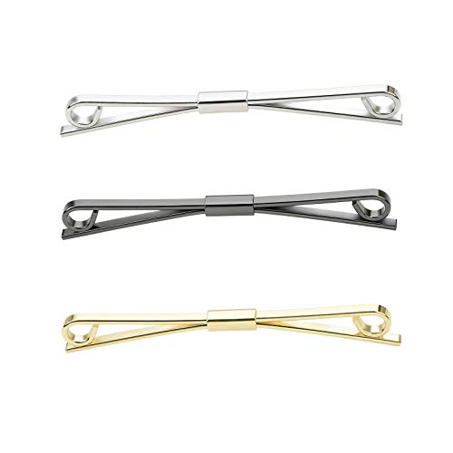 Necktie Tie Clips Collar Bar Shirt Collar Stay Tie Pins Cravat Clip Jewelry Accessories for Men Silver Gold Black Tone - color: 3PCS