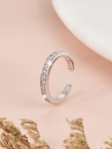 925 Sterling Silver Open Cuff Toe Ring for Women Adjustable Pinky Ring Band Size 2-4… - color: Style D