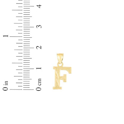 Floreo 10k Yellow Gold 0.45" Personalized Lighting Alphabet Letter A - Z Initial Charm Pendant with optional Extendable Chain Necklace - size: Pendant Only, style: - F -