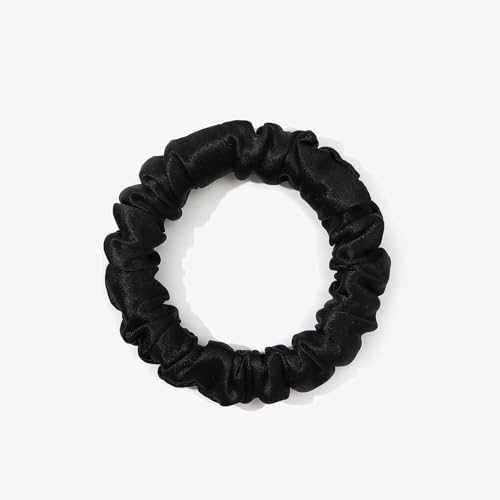 LILYSILK 9 Pack 100 Real Mulberry Silk Scrunchies Black for Women Mini- Colorful Hair Bow Ties- Girls- Unique Bobble Elastics Hair Scrunchy- Soft Cute - color: 9pc-Mini
