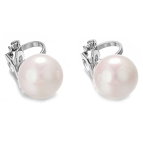 Pearls Clip On Earrings Womens Clip on Earrings Non Pierced Clip on Pearls Women Hypoallergenic Trendy Wedding Jewelry - style: Women's silver pearl clip earrings