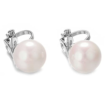 Pearls Clip On Earrings Womens Clip on Earrings Non Pierced Clip on Pearls Women Hypoallergenic Trendy Wedding Jewelry - style: Women's silver pearl clip earrings