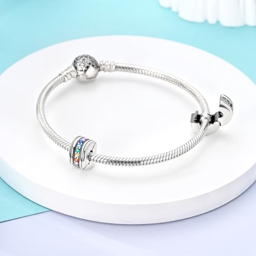 Pandach 925 sterling silver Clip Spacer Charm for Bracelet Clip Lock Stopper Bead Spacer European Openable Beads 2Pcs - style: 2-KJC939