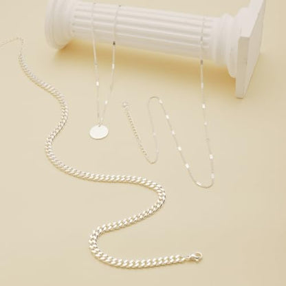 Cuzmly Layered Silver Necklaces for Women, Sterling Silver Stackable Stack Choker Necklaces for Women Trendy Layering Circle Pendant Chain Necklace Set Jewelry for Women - style: Coin