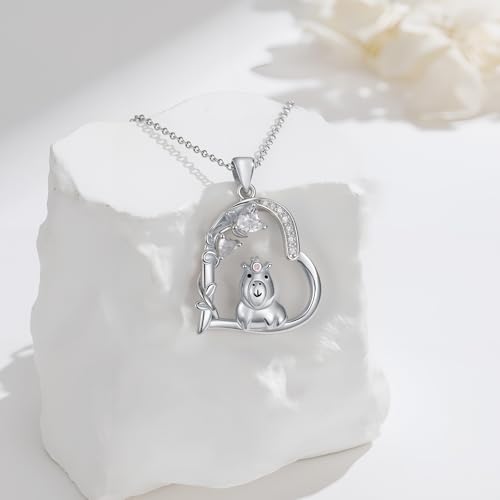 Heart Animal Necklace 925 Sterling Silver Cute Animal Pendant Jewelry Birthday Gifts for Women Girlfriend Mom Animal Lovers - style: Capybara