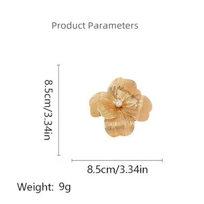 Kokoma Hollow Flower Brooch Pin for Woman Pearl Multi-Layer Petals Lapel Pin Shawl Clip Safety Pin Badge for Cloth Dress Accessories Jewelry