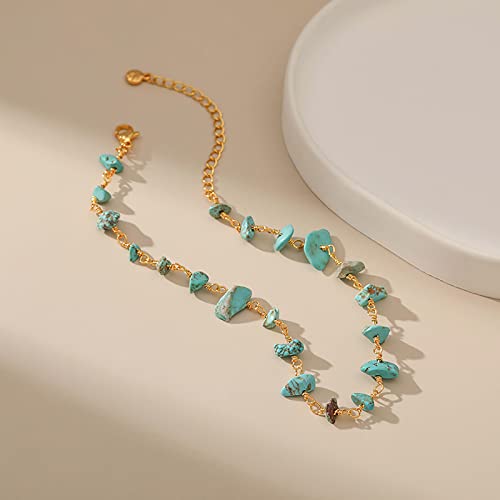 Ankle Bracelets for Women 18K Gold Plated Anklet for Women Gold Charm Anklet Waterproof Summer Beach Foot Chain Jewelry Gifts - style: Turquoise