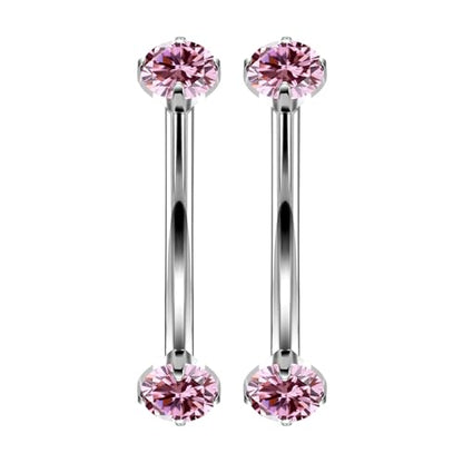 16G Astm F136 Titanium Eyebrow Piercing Jewelry Curved Barbell Eyebrow Ring Vertical Labret Lip Jewelry Daith Rook Earrings Navel Small Belly Button Ring Piercing Jewelry for Women Men CZ - style: 16G, 8MM Length, Pink CZ
