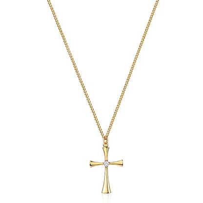 Fettero Cross Necklace for Women Faith Pendant 14K Plated Dainty Chain Necklaes Minimalist Simple Tiny God Lords Prayer Religious Jewelry - style: Blank Curve Cross