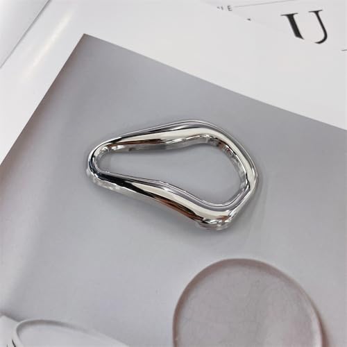 Trendy Irregular Geometric Brooch Pin for Women Men Stainless Steel Gold/Silver Plated Unique Polished Hollow Teardrop Lapel Pins for Sweater Hat Scarf Suit Dress Clothes Accessories Jewelry - color: Silver