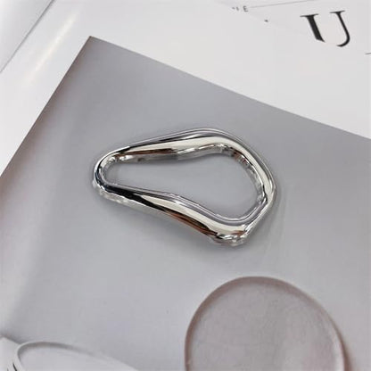 Trendy Irregular Geometric Brooch Pin for Women Men Stainless Steel Gold/Silver Plated Unique Polished Hollow Teardrop Lapel Pins for Sweater Hat Scarf Suit Dress Clothes Accessories Jewelry - color: Silver