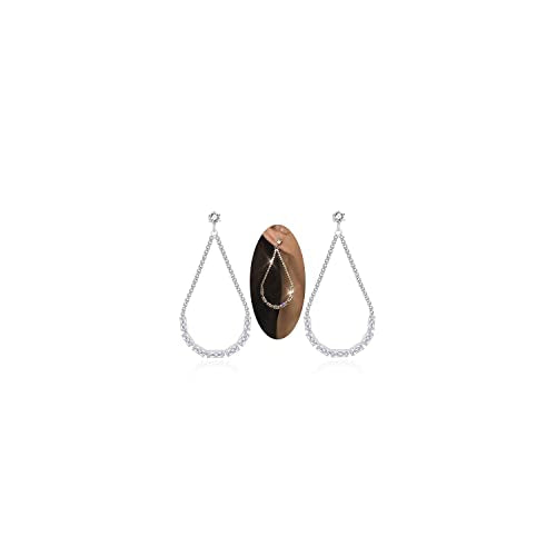 Luxval Rhinestone Earrings Dangling for Women Sparkly Silver Dangle Earrings Girls Long Chandelier Earrings Tassel Lightweight Ear Studs Cubic Zirconia Crystal Statement - color: Silver-Teardrop Earrings