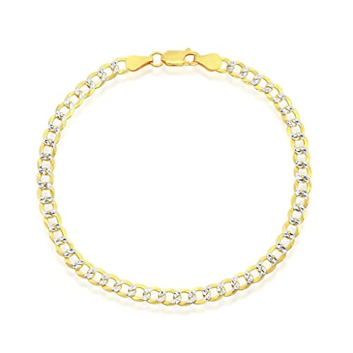 14K Gold Plated Chains – Pave Figaro/Figaro/Cuban/Marina/Franco/Cross/Butterfly/Hearts & Beads/Elephant Charms Rolo 9”/9+1” Anklets – Jewelry for Women or Teens - style: 9" - 5mm Pave Cuban