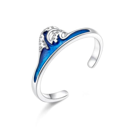 Alphm 925 Sterling Silver Toe Ring for Women Adjustable Open Toe Ring Foot Jewelry Gift - color: White-Wave