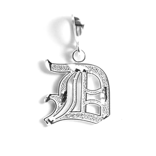 Personalized Gothic Old English Sterling Silver Initial A-Z Pendant. - style: D