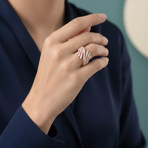 1/2 Carat Bypass Statement Diamond Ring in 10K Gold - color: Rose Gold