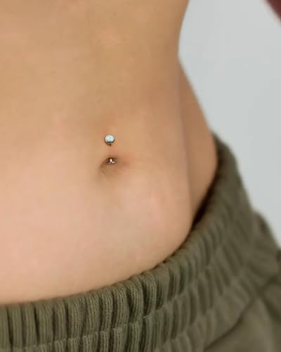 G23 Solid Titanium Belly Button Rings Floating Belly Navel Rings 14G Internally Threaded Belly Piercing Jewelry Hypoallergenic - color: OP-8MM