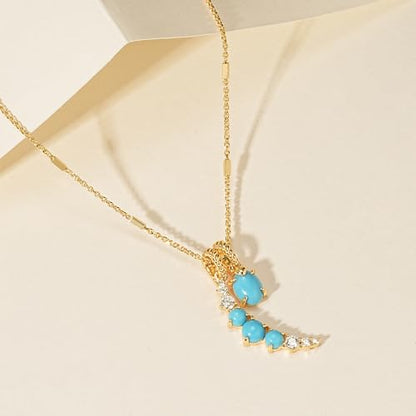 MTMY Gold Moon Pendant Necklace for Women,14K Gold Plated Dainty Chain Crescent Moon Sun Star Necklace Jewelry - style: tur moon