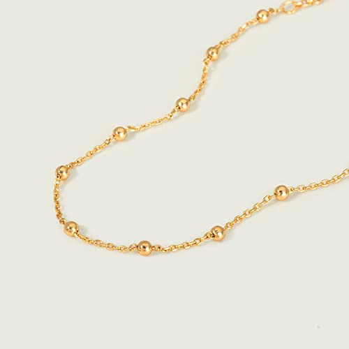 MEVECCO Anklet for Women Gold Chain 14K Gold Plated Dainty Boho Beach Summer Simple Foot Jewelry Ankle Bracelet - style: Ball Big