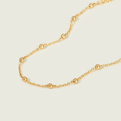 MEVECCO Anklet for Women Gold Chain 14K Gold Plated Dainty Boho Beach Summer Simple Foot Jewelry Ankle Bracelet - style: Ball Big