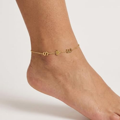 Personalized Name Bracelet or Anklet, Custom Name Jewelry Gift for Women and Men, Meaningful Nameplate Gift for Mom Wife Girlfriend Daughter Boyfriend Husband Dad - color: 11 Initial Bracelet