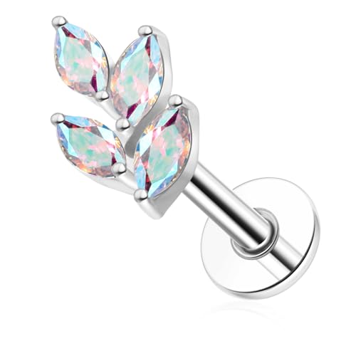 G23 Titanium Flat Back Earrings Studs 20g 18g 16g F136 Titanium Labrets Press Fit Threadless Push In Dainty Cartilage Helix Conch Lobe Lip Tragus Piercing Jewelry Push Back - style: 4eye-AB