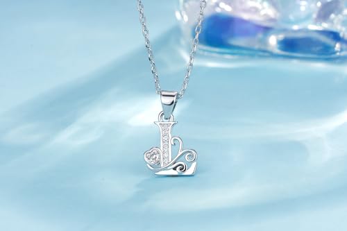 S925 Sterling Silver Initial Letter Necklaces for Women Dainty Letter Chain Necklace for Women Personalized Jewelry Gifts - style: L
