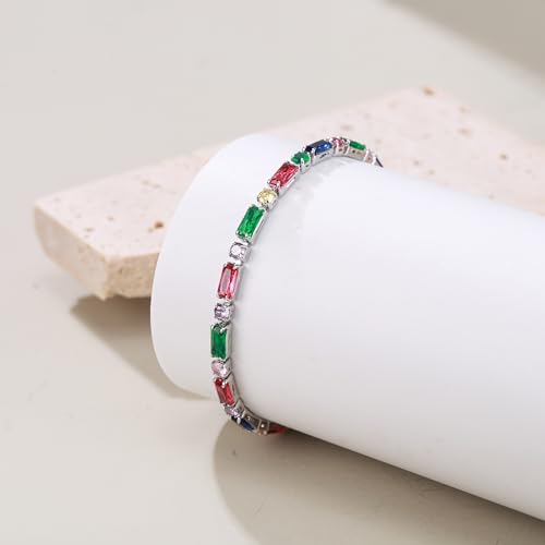 FANZE Gold Plated Cubic Zirconia Tennis Bracelets for Women Dainty Trendy Adjustable Bracelet Jewelry Gift for Ladies Wedding Mother Birthday Anniversary - style: Style 8B