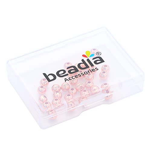 Rose Gold Plated Round Spacer Beads 6mm 30pcs for Jewelry Making Findings Non Tarnish - color: Rose Gold, size: 6mm