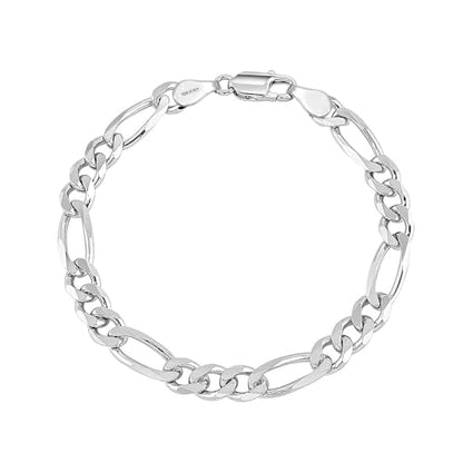 LeCalla Solid 925 Sterling Silver Figaro Link Chain Bracelet | Italian Diamond-Cut Figaro Chain Bracelet for Women Men (7, 7.5, 8, 8.5, 9 Inches) - color: 5 MM, size: Length 8.5 IN(Women X-Large & Men Large)