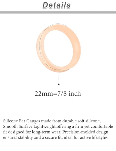 10G-25mm Flesh Skin Solid Soft Silicone Gauges Plugs for Ears Saddle Double Flared Ear Gauges Flesh Stretching Kit Expander Hide Tunnels Plugs Piercing Jewelry for Women Men - color: 22mm=7/8 inch