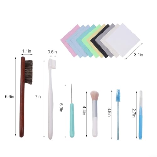 FABULETTA Jewellery for Cleaning Kit 18-Piece Set with Horsehair Brush, Silver Polish Cloth for Gold Ring Cleaner and Necklace Restoration