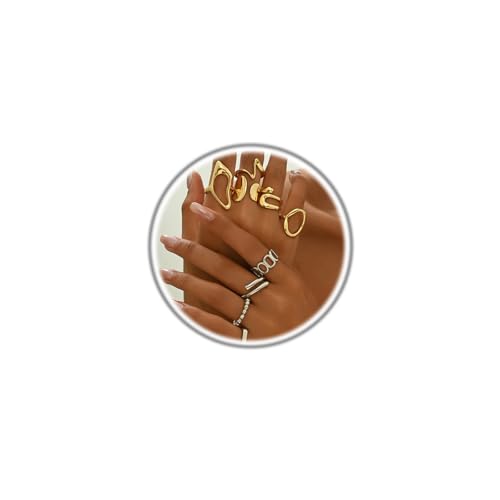 Chunky Stackable Rings Set for Women Non Tarnish Adjustable Open Stacking Knuckle Ring Chunky Joint Finger Midi Rings Pack Dainty Simple Statement Jewelry - style: C-9pcs