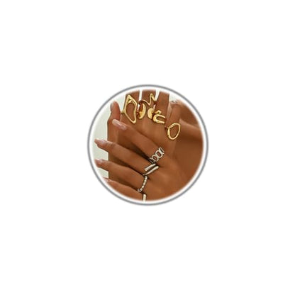 Chunky Stackable Rings Set for Women Non Tarnish Adjustable Open Stacking Knuckle Ring Chunky Joint Finger Midi Rings Pack Dainty Simple Statement Jewelry - style: C-9pcs