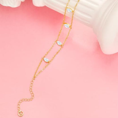 Cicy Bell Hand Chain Bracelets for Women 18K Gold Plated | Layered Stackable Dainty Ring Bracelets, Adjustable Satellite Bead Dot Link Finger Bracelets - color: Style M-Gold