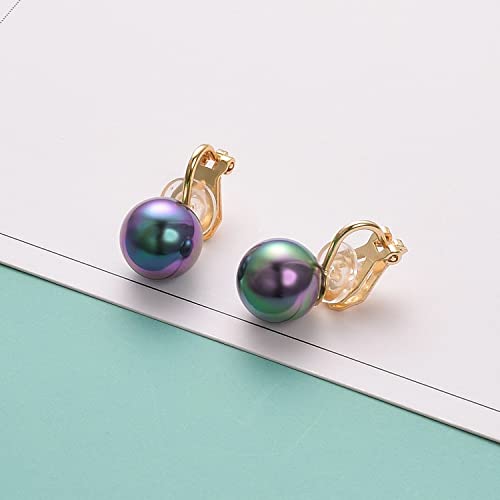 Yoursfs 10mm Tiny Pearl Clip On Earrings for Women 18K Gold Plated Faux Pearls Bridal Earring Fashion Wedding Jewelry - color: faux tahitian pearl