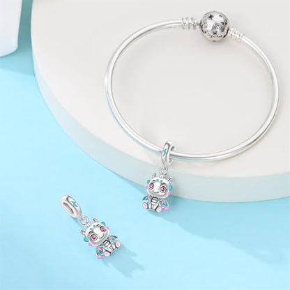 Charm for Bracelets and Necklaces Heart Cat Flower Boy 925 Sterling Silver Bead Birthday Jewelry Gift for Women - color: Cute Dragon Charm