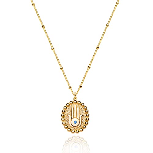 Fettero Pendant Necklace Gold Choker Layered Coin Open Karma Circle Full New Crescent Moon 14K Gold Plated Simple Dainty Necklaces for Women Jewelry Gift - style: Peace