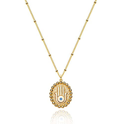 Fettero Pendant Necklace Gold Choker Layered Coin Open Karma Circle Full New Crescent Moon 14K Gold Plated Simple Dainty Necklaces for Women Jewelry Gift - style: Peace