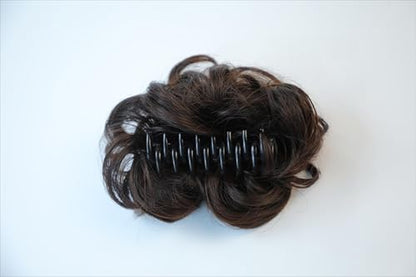 Curly Wavy Messy Bun Hair piece Easy Updo Extensions Claw Clips for Women Girls Dark Brown, Natural Fake Wig Tie Headpiece Chestnut Chocolate - color: Dark Brown